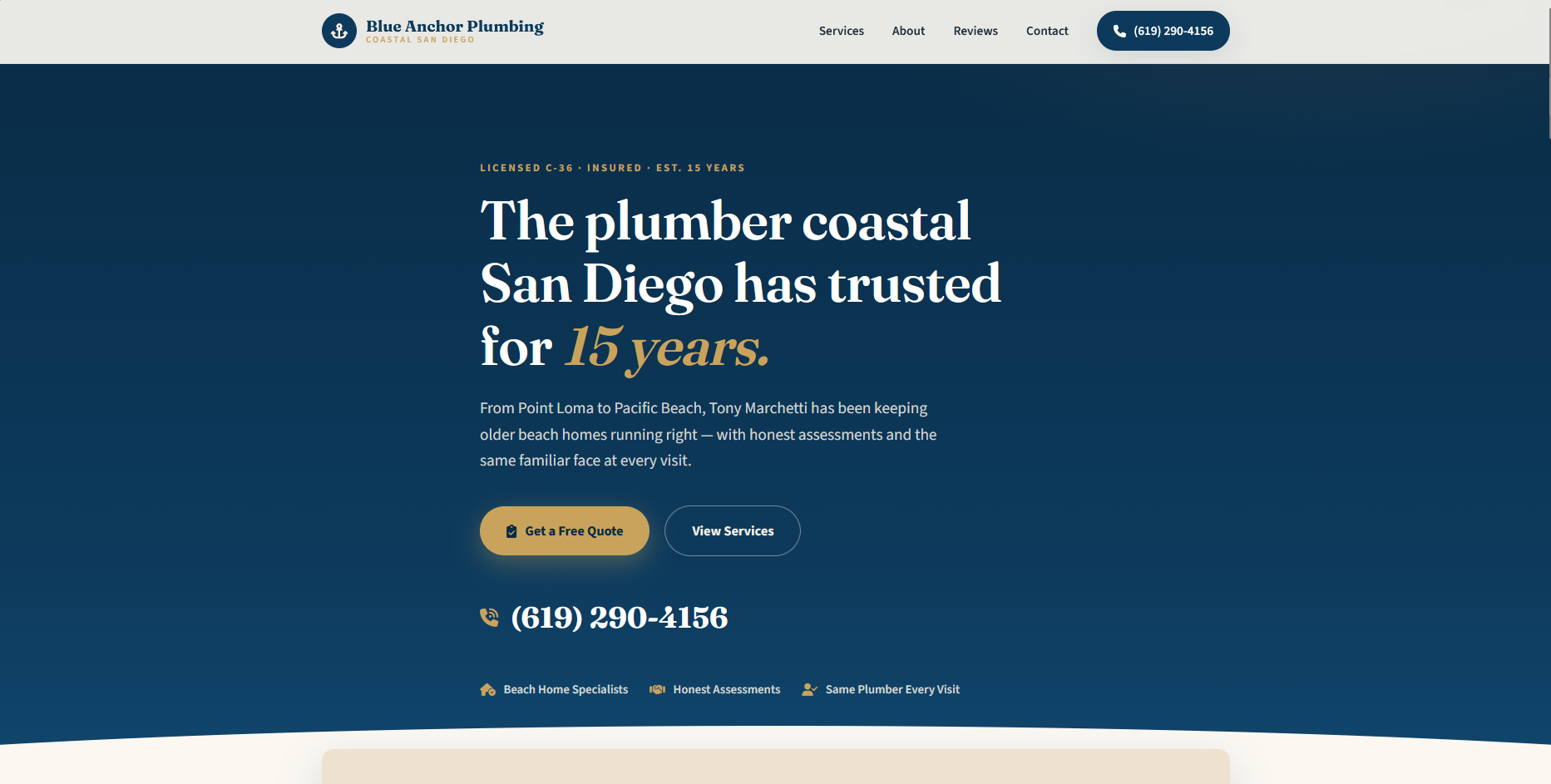 Blue Anchor Plumbing website
