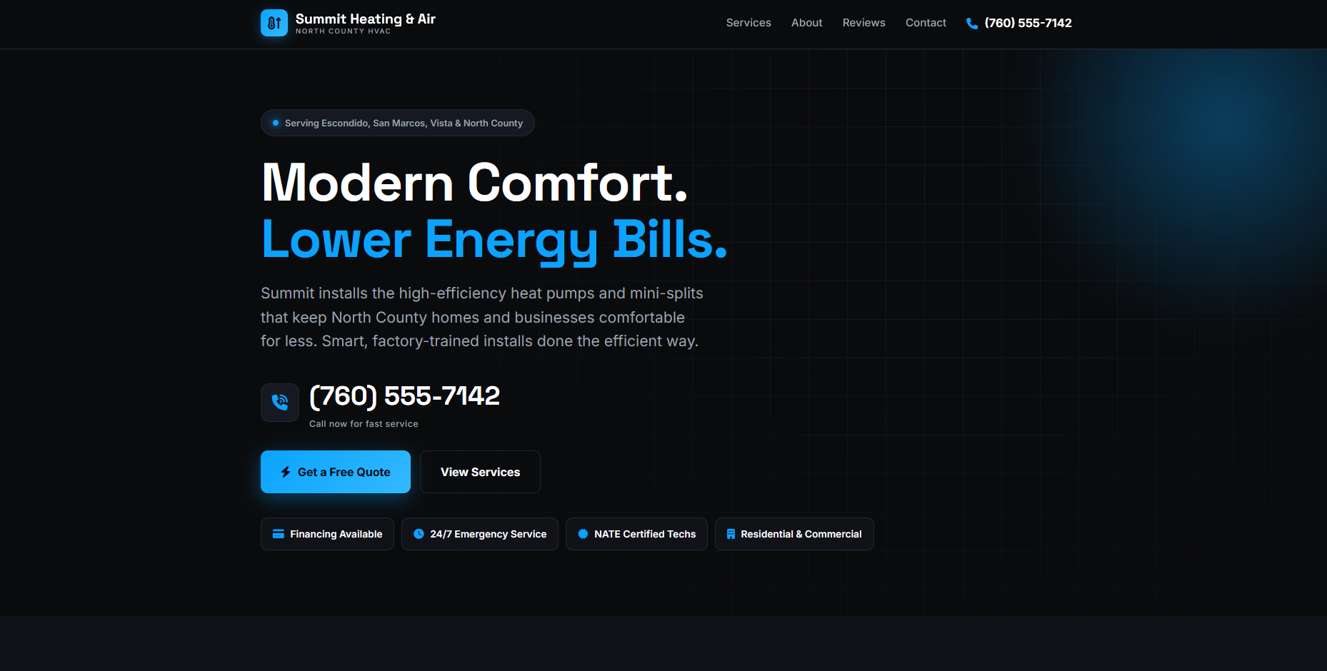 Summit Heating & Air website