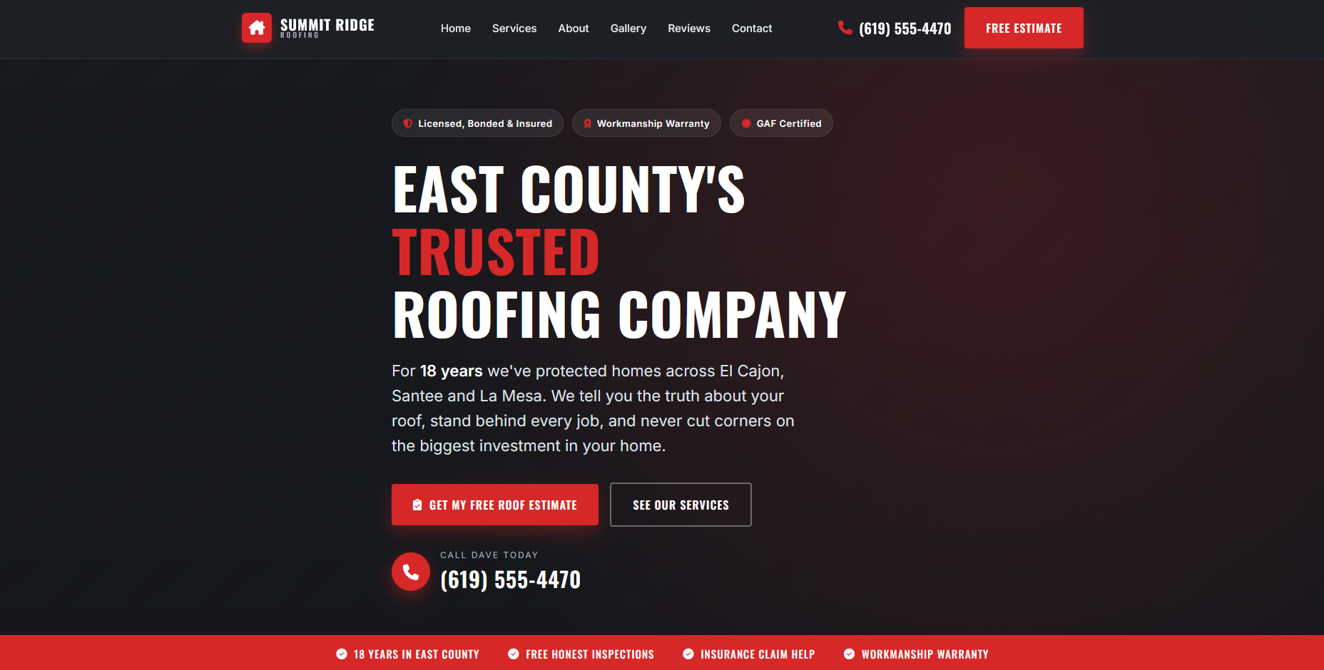 Summit Ridge Roofing website